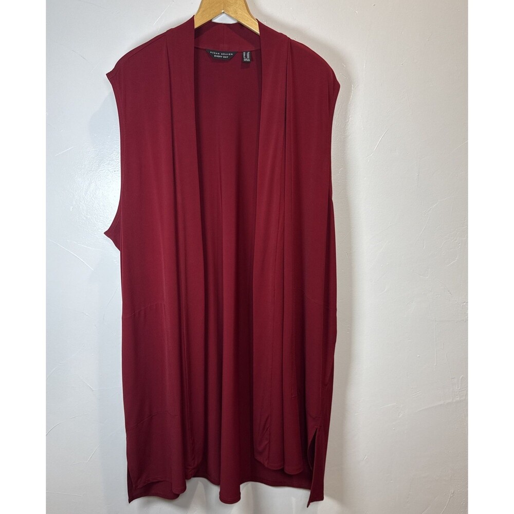 Susan Graver Everyday Long Line Vest Size 2X Burgundy - Picture 11 of 11